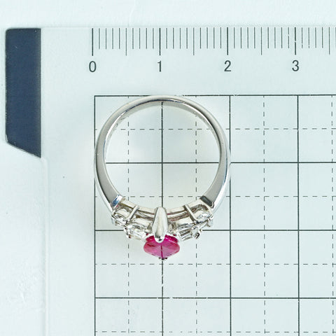 【中古】PT900 RUBYルビーリング R1.18ct D0.41ct 7.2g #12