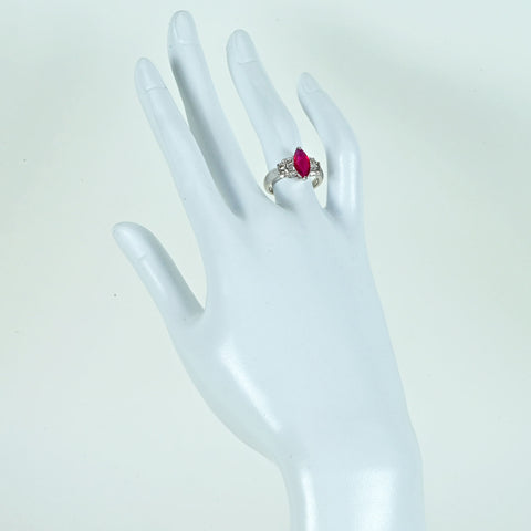【中古】PT900 RUBYルビーリング R1.18ct D0.41ct 7.2g #12
