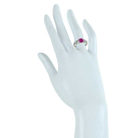 【中古】PT900 ビルマ産 ルビー リング R0.99ct D0.60ct #12 4.8g GIA産地証明付き鑑別書