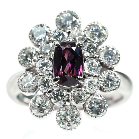 【中古】リング PT900 ALEXANDRITE アレキサンドライト リング A1.04ct D2.06ct 9.4g