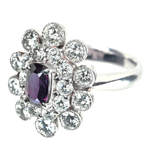 【中古】リング PT900 ALEXANDRITE アレキサンドライト リング A1.04ct D2.06ct 9.4g