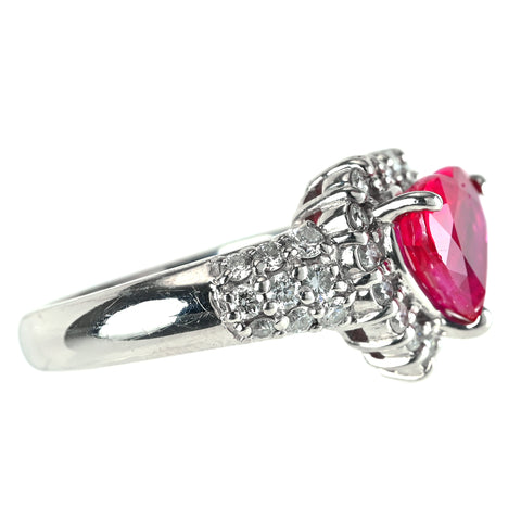 【中古】PT900 RUBY ルビーリング R2.525ct D0.72ct #9 7.9g 中央宝石研究所ソーティング付き