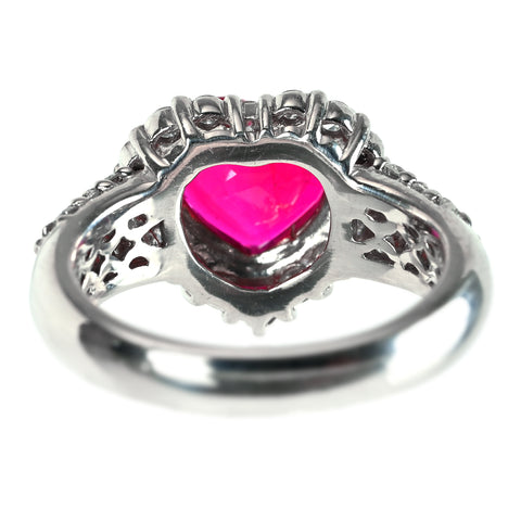 【中古】PT900 RUBY ルビーリング R2.525ct D0.72ct #9 7.9g 中央宝石研究所ソーティング付き