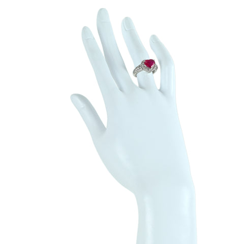 【中古】PT900 RUBY ルビーリング R2.525ct D0.72ct #9 7.9g 中央宝石研究所ソーティング付き