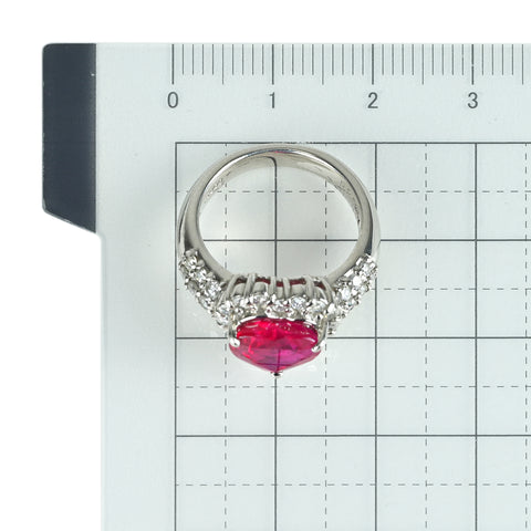 【中古】PT900 RUBY ルビーリング R2.525ct D0.72ct #9 7.9g 中央宝石研究所ソーティング付き