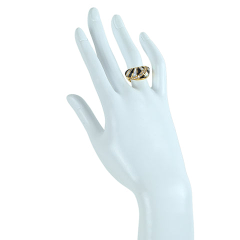 【中古】KABANA カバナK18YG シェル/オニキス ダイヤモンドリング #12.5 8g