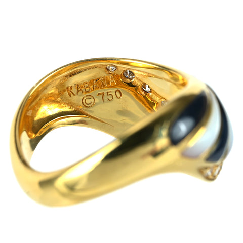 【中古】KABANA カバナK18YG シェル/オニキス ダイヤモンドリング #12.5 8g