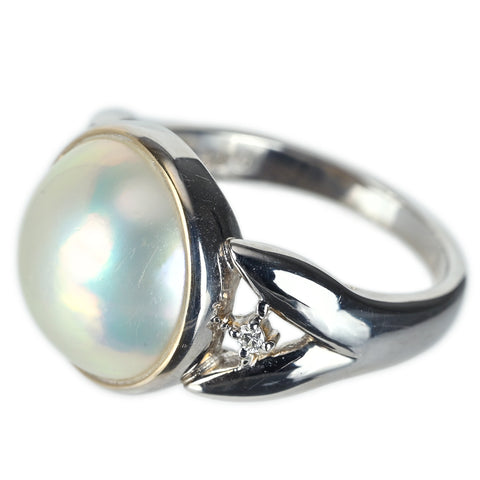 【中古】TASAKI タサキ K18WG MABE PEARLマベパールリング 12.5mm D0.02ct 7g #14