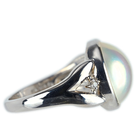 【中古】TASAKI タサキ K18WG MABE PEARLマベパールリング 12.5mm D0.02ct 7g #14