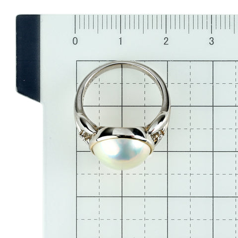 【中古】TASAKI タサキ K18WG MABE PEARLマベパールリング 12.5mm D0.02ct 7g #14