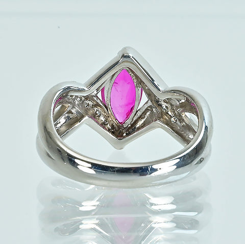 【中古】PT900 RUBYルビーリング R1.22ct D0.25xct CGLソーティング 9.1g #15
