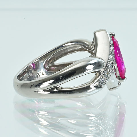 【中古】PT900 RUBYルビーリング R1.22ct D0.25xct CGLソーティング 9.1g #15