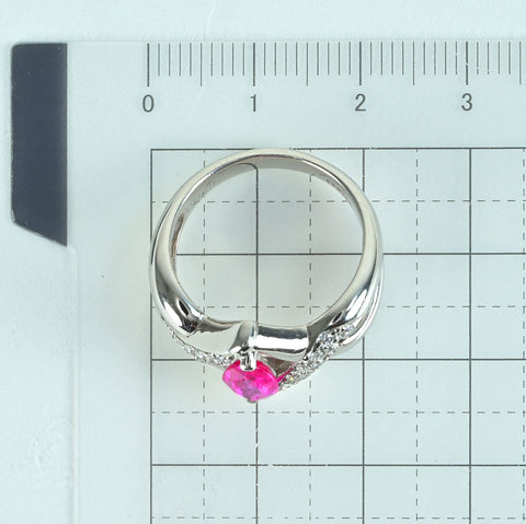 【中古】PT900 RUBYルビーリング R1.22ct D0.25xct CGLソーティング 9.1g #15