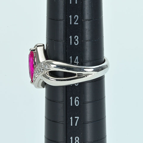 【中古】PT900 RUBYルビーリング R1.22ct D0.25xct CGLソーティング 9.1g #15