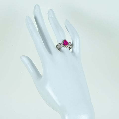 【中古】PT900 RUBYルビーリング R1.22ct D0.25xct CGLソーティング 9.1g #15