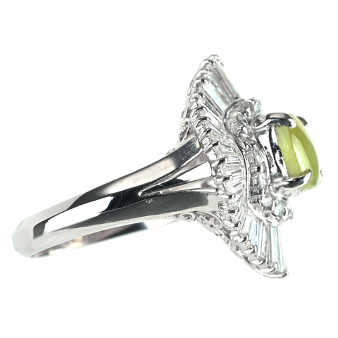 【中古】PT900 CATS EYE キャッツアイ リング CE1.52ct D1.35ct 9.2g #8
