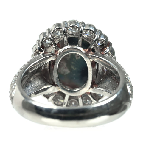 【中古】PT900 BLACK OPAL ブラックオパール リング BO3.20ct D1.78ct 12g #12.5