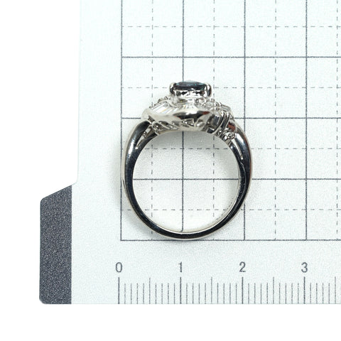 【中古】PT900 ALEXANDRITE アレキサンドライト リング A0.62ct D0.74ct 9.6g GIA鑑別書付き ブラジル産