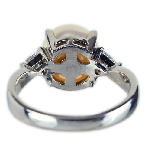 【中古】 PT900 AKOYA PEARL アコヤパールリング 8.6mm D0.17ct 5.8g #9.5