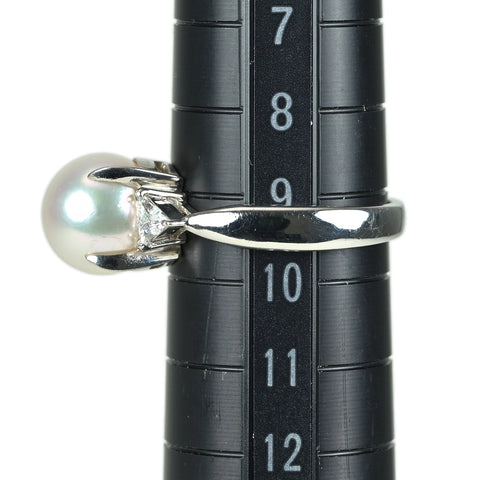 【中古】 PT900 AKOYA PEARL アコヤパールリング 8.6mm D0.17ct 5.8g #9.5