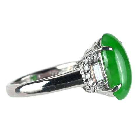 【中古】 PT900 ヒスイ リング J4.54ct D0.46ct 8.4g#12.5 鑑別