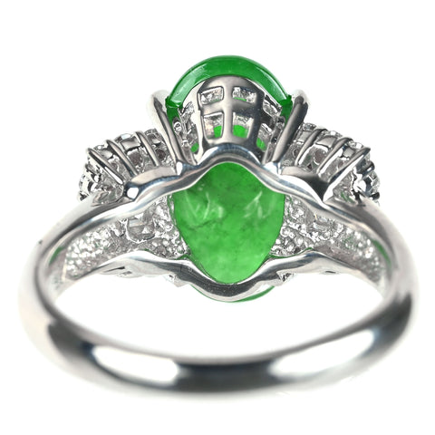 【中古】 PT900 ヒスイ リング J4.54ct D0.46ct 8.4g#12.5 鑑別
