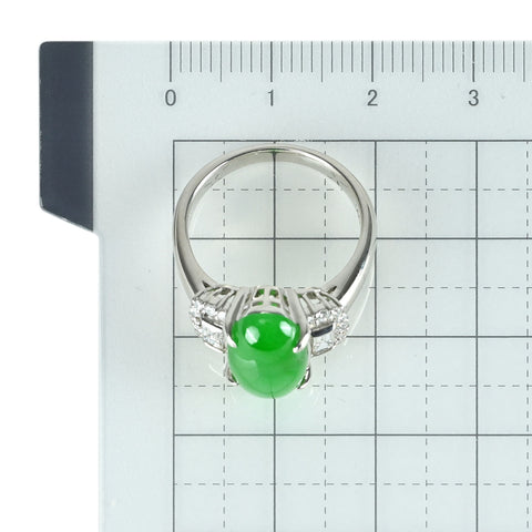 【中古】 PT900 ヒスイ リング J4.54ct D0.46ct 8.4g#12.5 鑑別