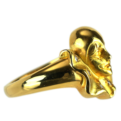 【中古】AGOSTINIアゴスティーニ K18YG DIAMONDダイヤモンドリング 0.08ct 6.4g #8.5