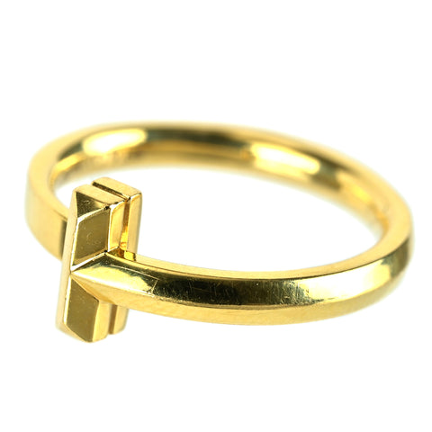 【中古】TIFFANY&Co ティファニー K18YG ティーワン ナロー リング 4g #9