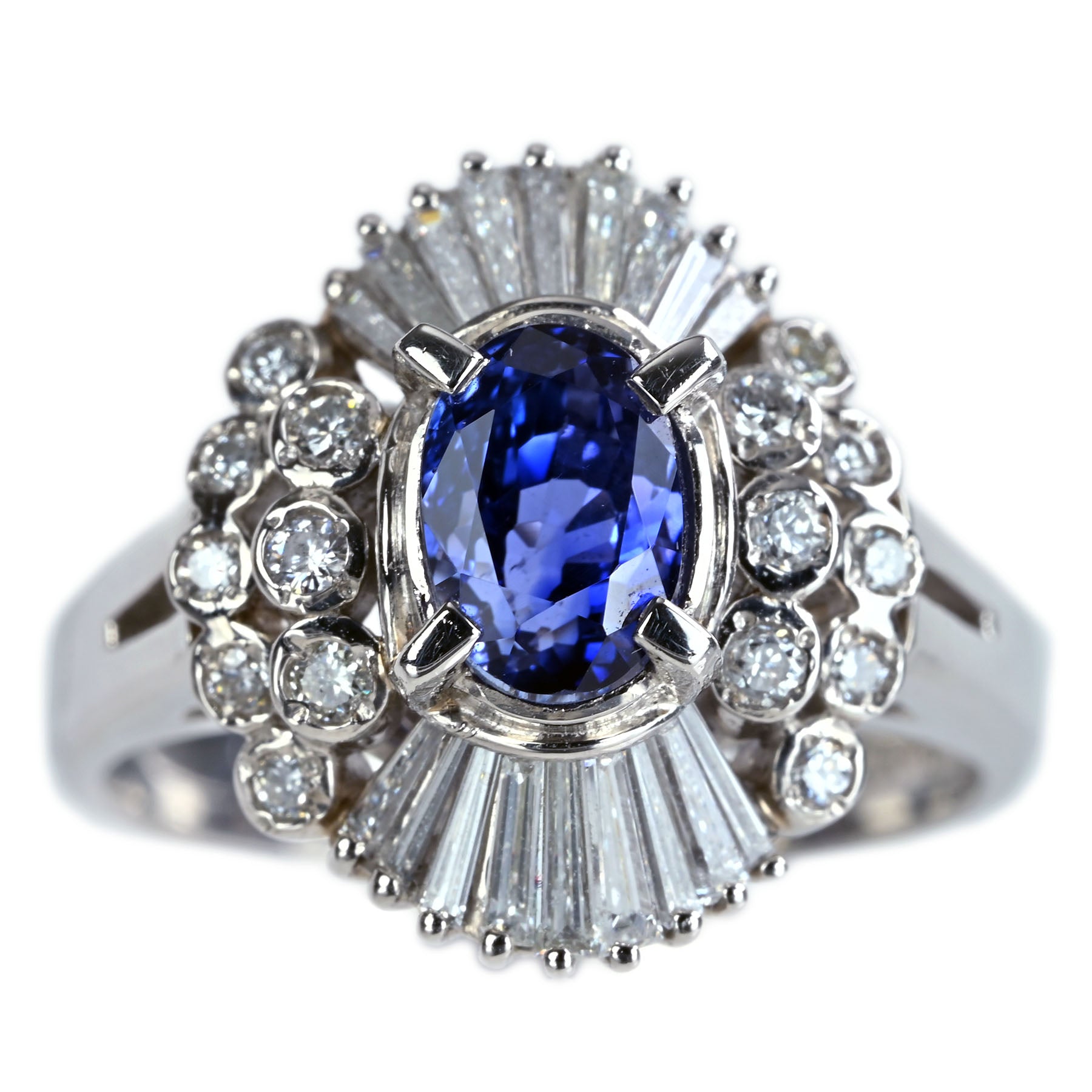 中古】PT900 SAPPHIREサファイアリング S1.90ct D0.57ct 日宝協ｿ 7.9g