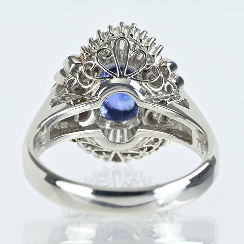 【中古】PT900 SAPPHIREサファイアリング S1.90ct D0.57ct 日宝協ソ 7.9g #11
