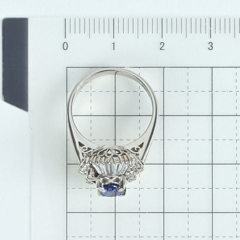 【中古】PT900 SAPPHIREサファイアリング S1.90ct D0.57ct 日宝協ソ 7.9g #11