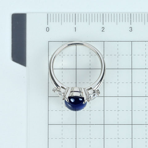 【中古】PT950 SAPPHIRE カボッションカット サファイアリング 3.831ct D1.17ct CGLソーティング 6.1g #12.5
