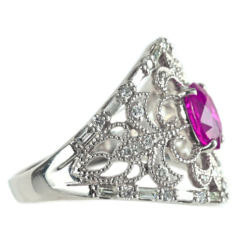 【中古】PT900 RUBY ルビーリング R1.05ct D0.45ct 6.8g #13 モザンビーク産 GIA産地証明鑑別書付き