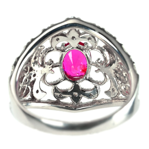【中古】PT900 RUBY ルビーリング R1.05ct D0.45ct 6.8g #13 モザンビーク産 GIA産地証明鑑別書付き