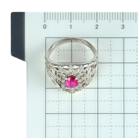 【中古】PT900 RUBY ルビーリング R1.05ct D0.45ct 6.8g #13 モザンビーク産 GIA産地証明鑑別書付き