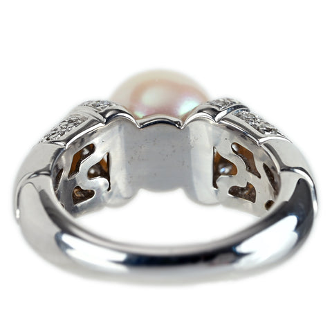 【中古】BVLGARI ブルガリ K18WG アコヤパールリング 8.5mm 8.8g #8.5