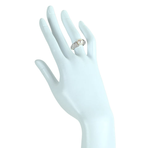 【中古】BVLGARI ブルガリ K18WG アコヤパールリング 8.5mm 8.8g #8.5