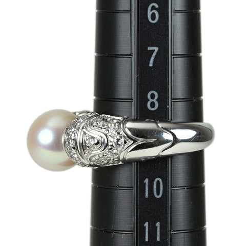 【中古】BVLGARI ブルガリ K18WG アコヤパールリング 8.5mm 8.8g #8.5