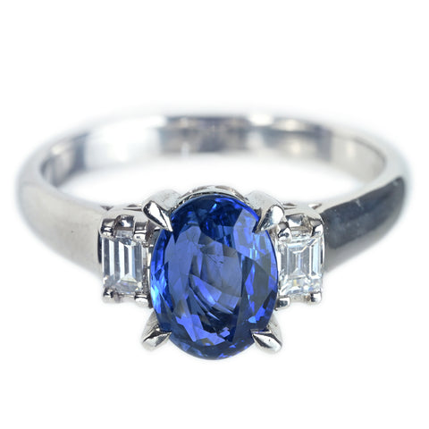 【中古】PT900 SAPPHIREサファイアリング S2.14ct D0.28ct 5.6g #15