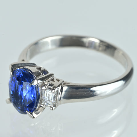 【中古】PT900 SAPPHIREサファイアリング S2.14ct D0.28ct 5.6g #15