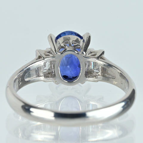 【中古】PT900 SAPPHIREサファイアリング S2.14ct D0.28ct 5.6g #15