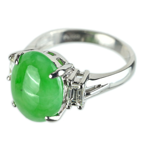 【中古】PT900 JADEITE ヒスイ リング D0.35ct 6.5g #8.5