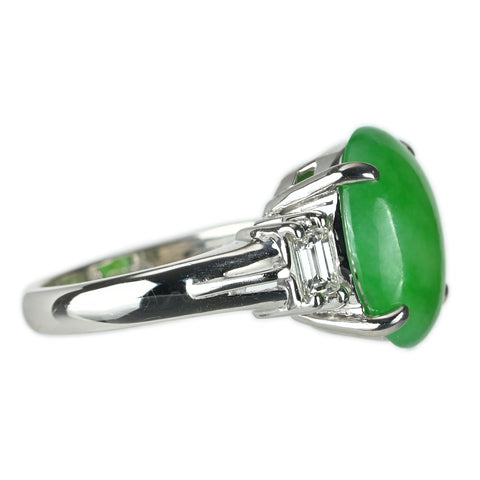 【中古】PT900 JADEITE ヒスイ リング D0.35ct 6.5g #8.5