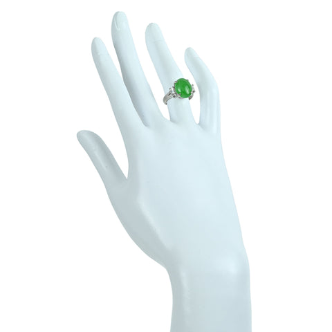 【中古】PT900 JADEITE ヒスイ リング D0.35ct 6.5g #8.5