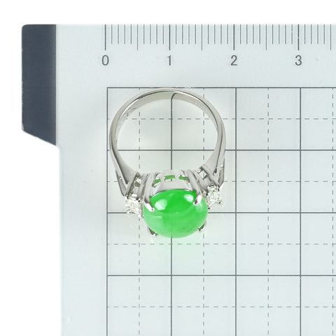 【中古】PT900 JADEITE ヒスイ リング D0.35ct 6.5g #8.5