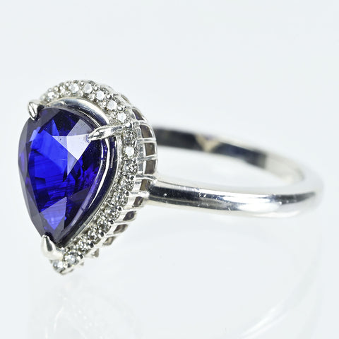 【中古】PT900 SAPPHIREサファイアリング 2.02ct D0.12ct 4.1g #11.5
