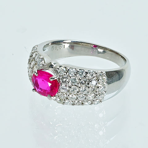 【中古】PT900 RUBYルビーリング R1.56ct D1.01ct 8.3g #13