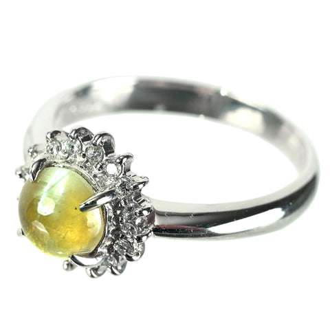 【中古】PT900 CATS EYE キャッツアイ リング CE1.41ct D0.12ct 5.6g #13