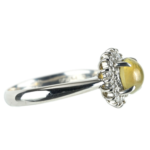 【中古】PT900 CATS EYE キャッツアイ リング CE1.41ct D0.12ct 5.6g #13